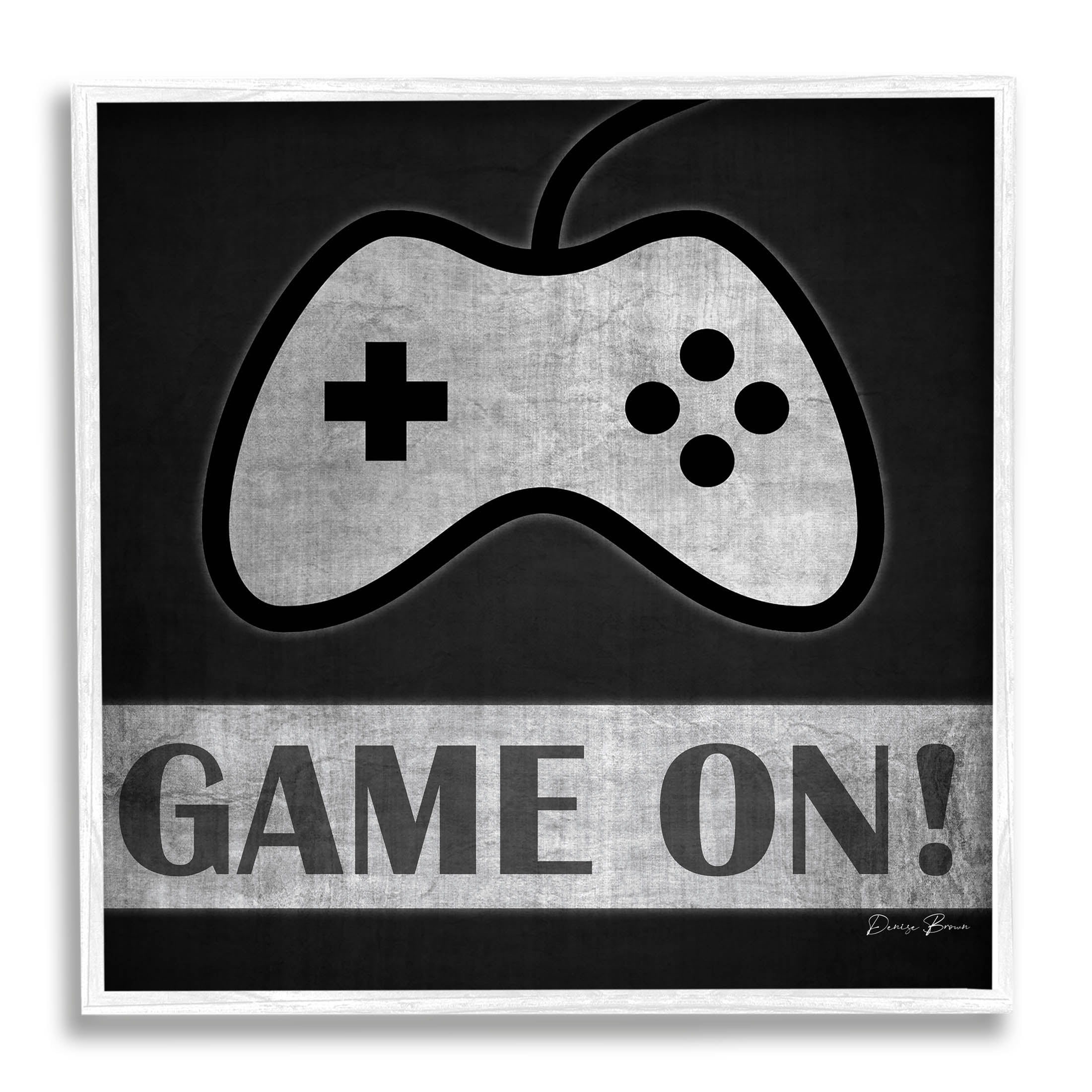 Game On Video Gaming Phrase Art for Kids Graphic Art White Framed Art Print Wall Art