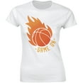thumbnail image 1 of Game On With Basketball Player Sports Ball on Fire Flames Athletic Team T-Shirt, 1 of 4