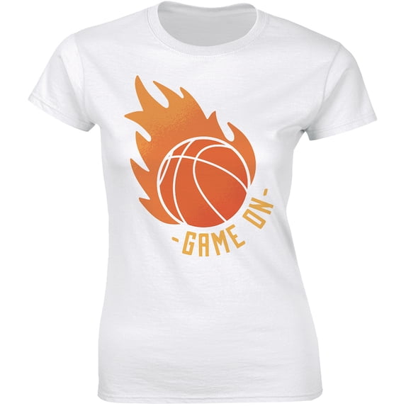 Game On With Basketball Player Sports Ball on Fire Flames Athletic Team T-Shirt