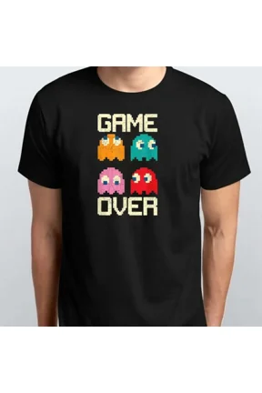 Game Over 80s Oversized Nostalgi Arcade T-SHIRT S M L XL XXL 3 4 XL Black