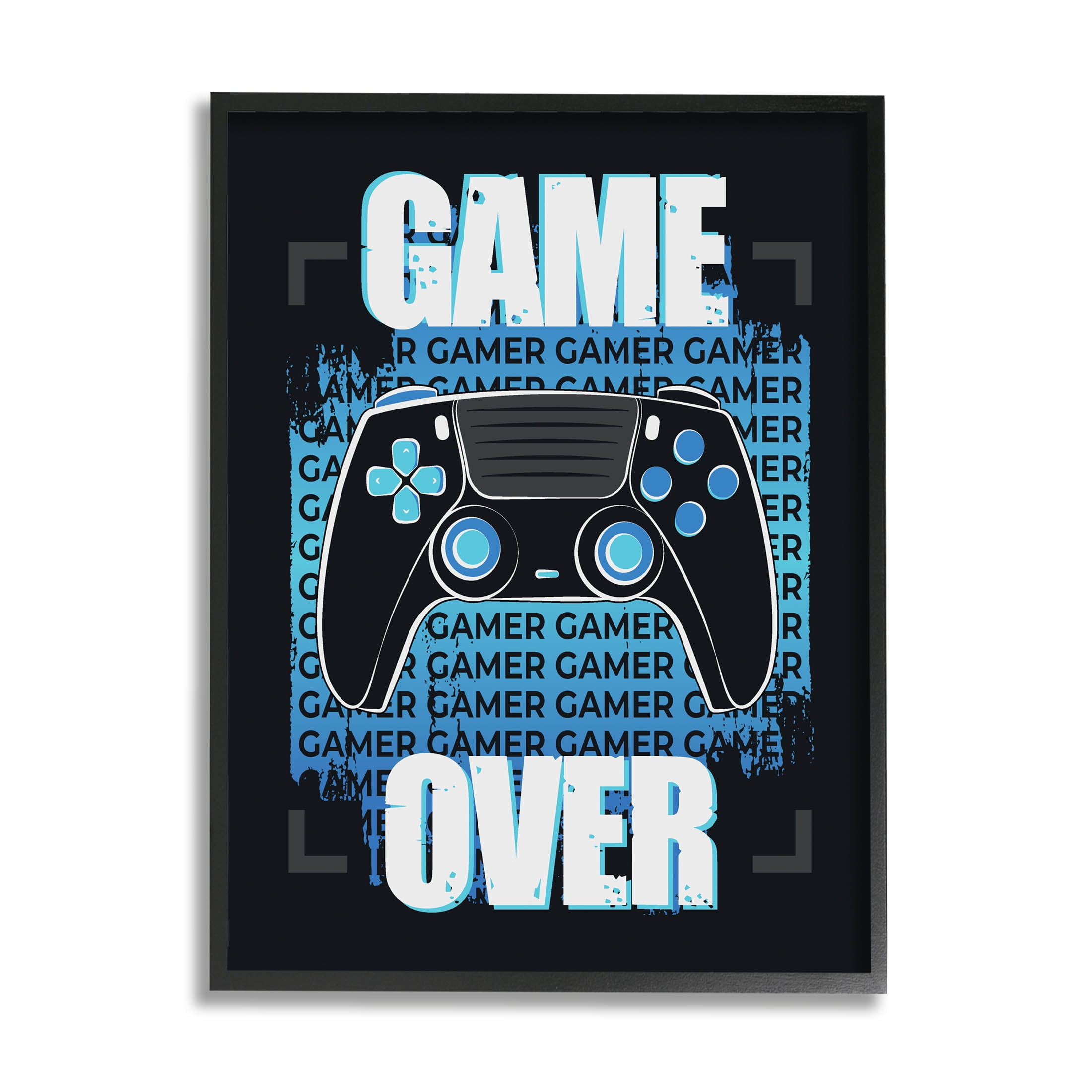 Game Over Controller Phrase Art for Kids Graphic Art Black Framed Art Print Wall Art