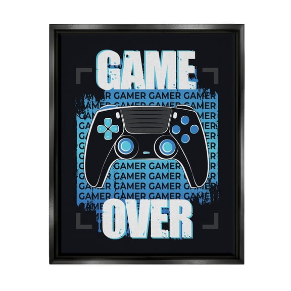Game Over Controller Phrase Art for Kids Graphic Art Jet Black Framed Art Print Wall Art