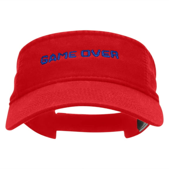 Game Over Embroidered Pro Style Cotton Twill Washed Visor - Red OSFM