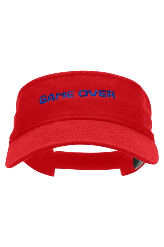 Game Over Embroidered Pro Style Cotton Twill Washed Visor - Red OSFM