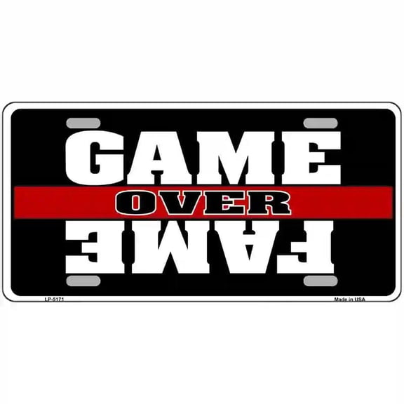 Game Over Fame Metal Novelty License Plate 24" x 12" Large