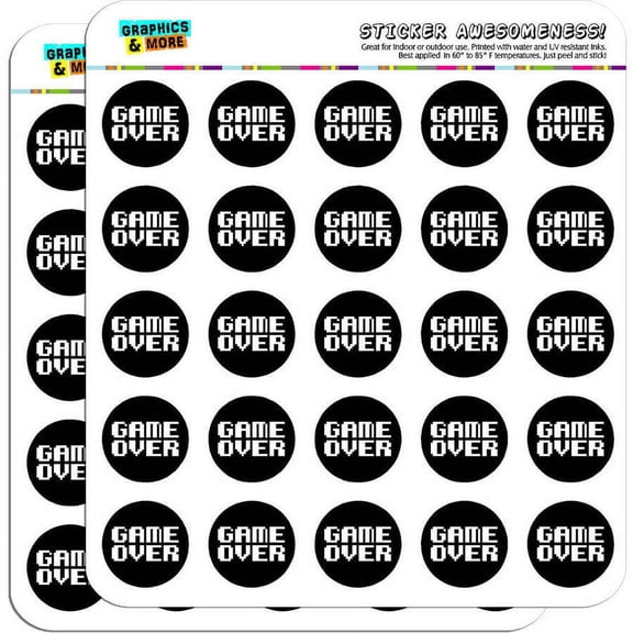 Game Over Gamer Pixel Font Geek 50 1" Planner Calendar Scrapbooking Crafting Stickers