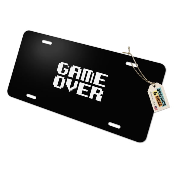 Game Over Gamer Pixel Font Geek Novelty Metal Vanity Tag License Plate