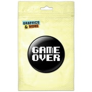 Game Over Gamer Pixel Font Geek Pinback Button Pin Badge