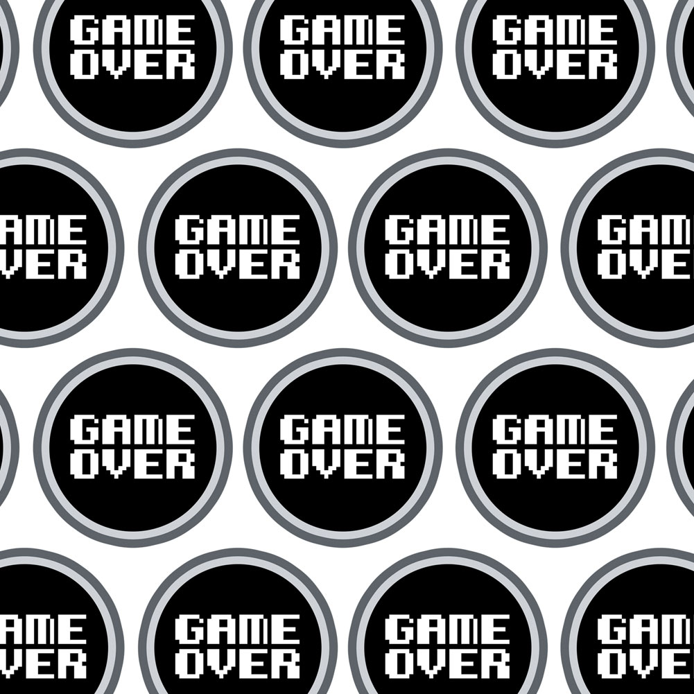 Game Over Gamer Pixel Font Geek Premium Gift Wrap Wrapping Paper Roll ...