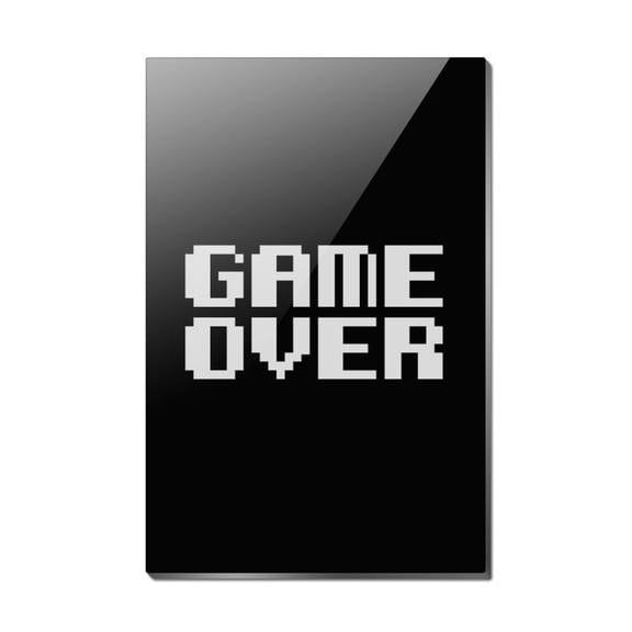 Game Over Gamer Pixel Font Geek Rectangle Acrylic Fridge Refrigerator Magnet