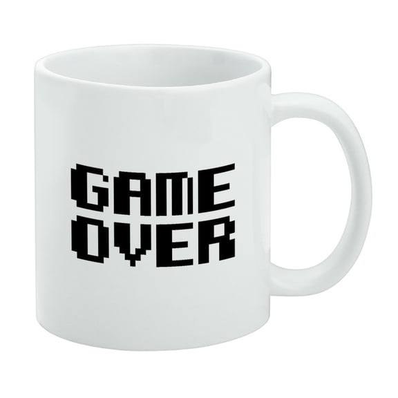 Game Over Gamer Pixel Font Geek White Mug