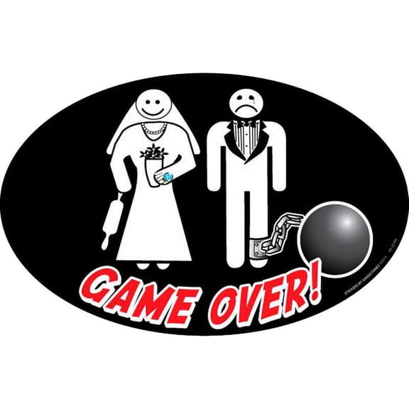 Game Over - Large - 6" x 4.5" - Oval Vinyl Sticker