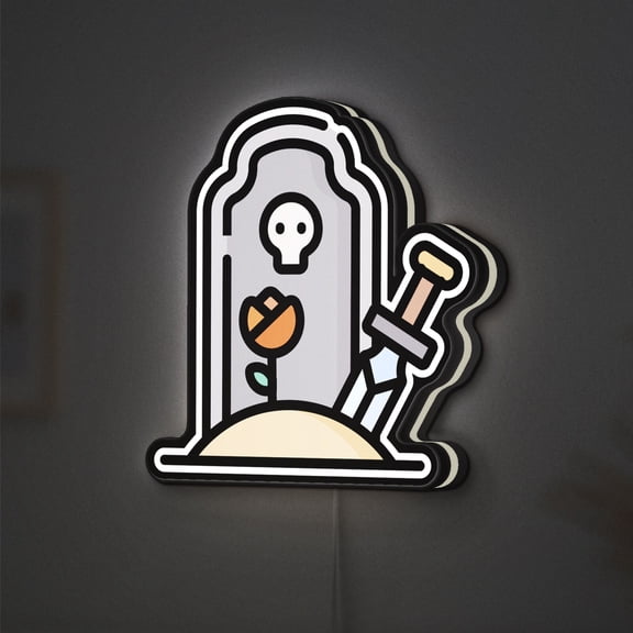 Game Over Skull 3D Novelty Light Box, Retro Gamer Lamp Decor for Pixel Art Fans and Nostalgic Game Rooms (Width 8 inch, 20cm)