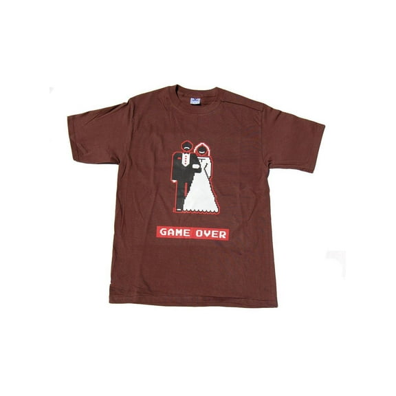 Game Over Wedding Video Game Character Cotton T-Shirt, M