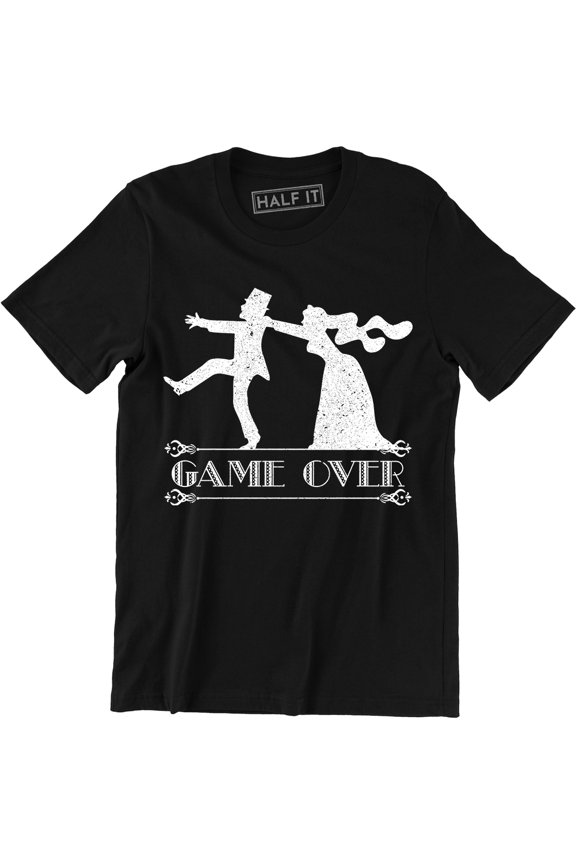 Game Over ly Wedded Married Couple Funny Cool Wedding Gift Men's T-Shirt