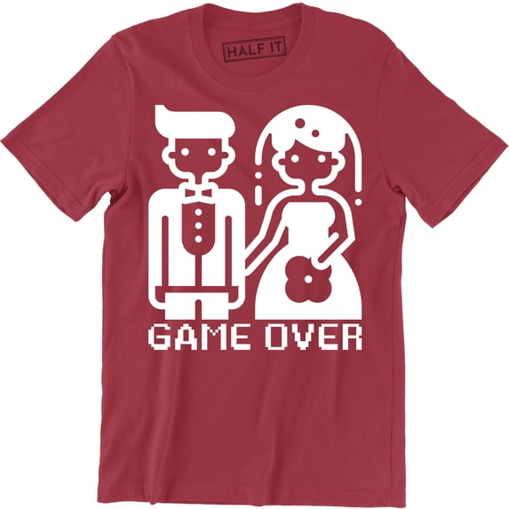 Game Over ly Wedded Married Couple Funny Cool Wedding Gift Men's Tee Shirt