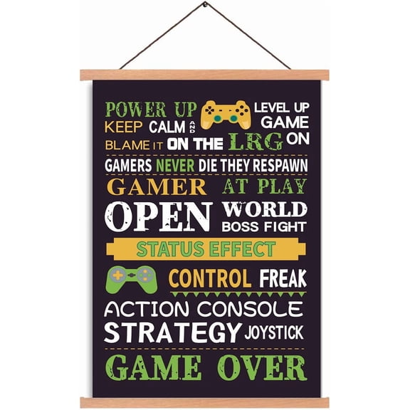 Game Pattern Cotton Linen Hanging Painting Motivational Saying Art Print Inspirational Word Poster Colorful Perfect Print for Bathroom Bedroom Living Room Home Office Decoration44x28cm Making DIY