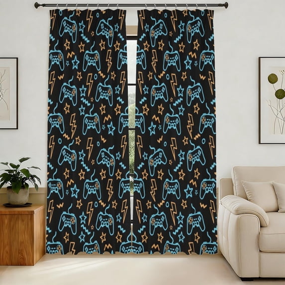 Game Pattern Pinch Pleat Semi Sheer Linen Curtains, Pinch Pleat Drapes ...