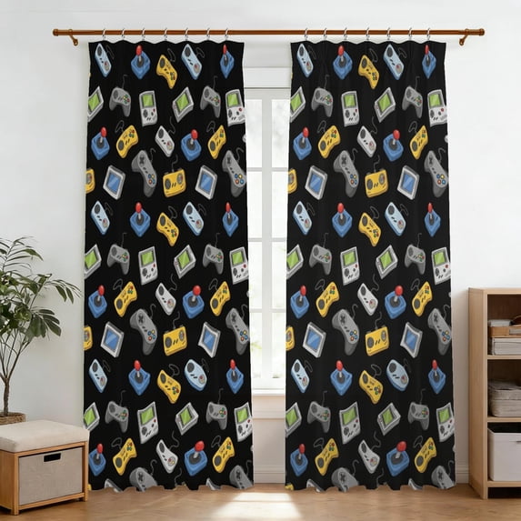 Game Pattern Pinch Pleat Semi Sheer Linen Curtains, Semi Sheer Drapes ...