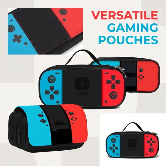 Game Pencil Case for Boys Girls, Game Controller Pencil Box for Kids Game Pen Bag, Large Capacity Game Pencil Pouch with Zipper Compartments for Office School