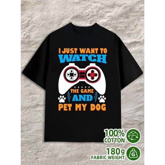 Game & Pet Dog men's 180G 100% Cotton black Unique Design Unisex Shirt Cotton tshirts Fashion Unisex Shirt Graphic Tee tshirts Casual Unisex Shirt Cotton tshirts