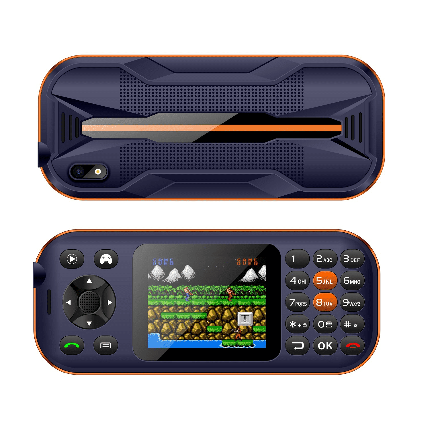 Game Phone Built-in 201 Classic Games 2.8 inch 2G GSM Dual SIM Button Mobile Phone Classic Handheld Game Player for Travel/Backup (Blue)