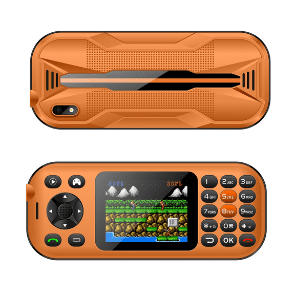 Game Phone Built-in 201 Classic Games 2.8 inch 2G GSM Dual SIM Button Mobile Phone Classic Handheld Game Player for Travel/Backup (Orange)