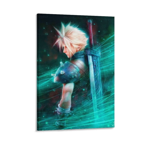 Game Poster Final Anime Fantasy 7 Rebirth Art Game Posters Cloud (1) Wall Art Picture Painting Poster Canvas Print Posters Artworks Bedroom Living Room Decor 20x30inch(50x75cm)
