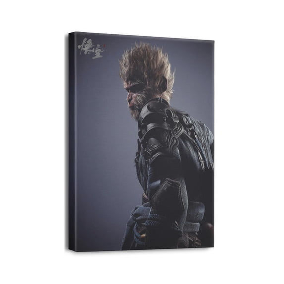 Game Poster - Sun Wukong Wall Art Canvas Painting Room Decor Wukong (8) Wall Prints for Game Rooms Dorms with Frame (12x16in)