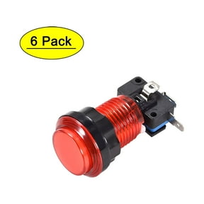 Game Push Button 33.5mm Round 12V LED Illuminated Push Button Switch with Micro switch for Arcade Video Games Red, 6pcs