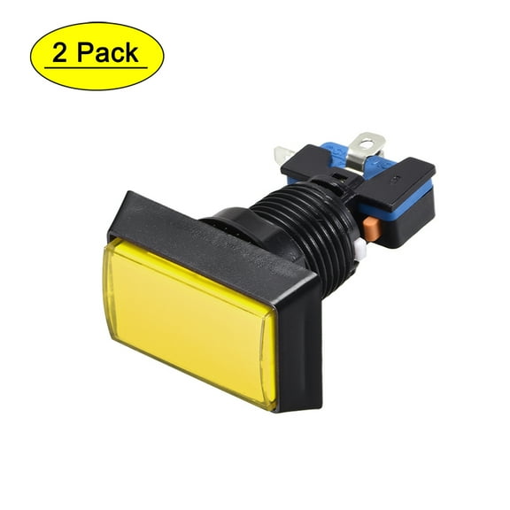 Game Push Button 49x33 Rectangle 12V LED Illuminated Push Button Switch with Micro switch for Arcade Video Yellow 2pcs