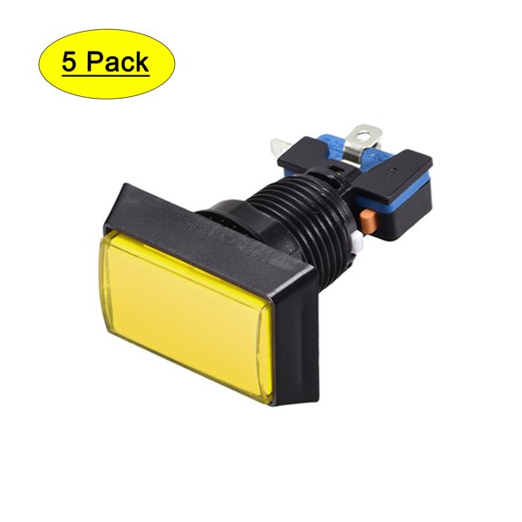 Game Push Button 49x33 Rectangle 12V LED Illuminated Push Button Switch with Micro switch for Arcade Video Yellow 5pcs