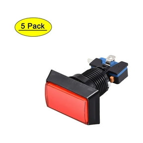 Game Push Button 49x33 Rectangle12V LED Illuminated Push Button Switch w Micro switch for Arcade Video Games Red 5pcs