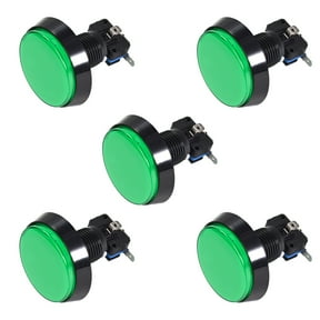 Game Push Button 60mm Round 12V LED Illuminated Push Button Switch with Micro switch for Arcade Video Green 5pcs