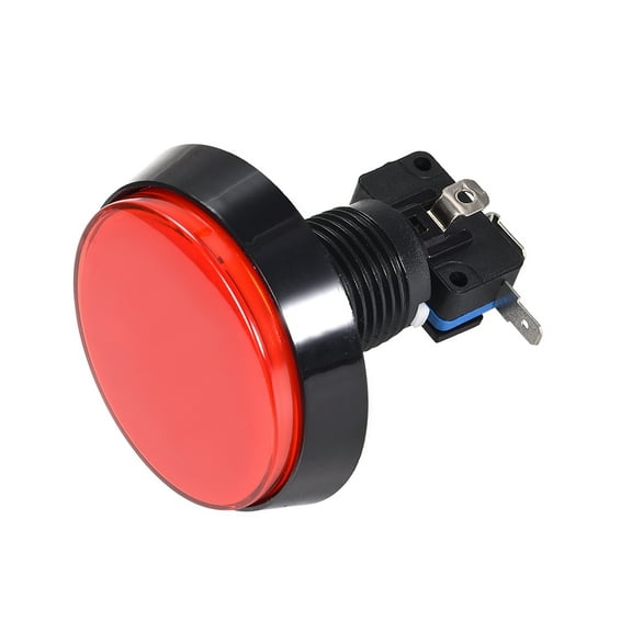 Game Push Button 60mm Round 12V LED Illuminated Push Button Switch with Micro switch for Arcade Video Red 1pcs