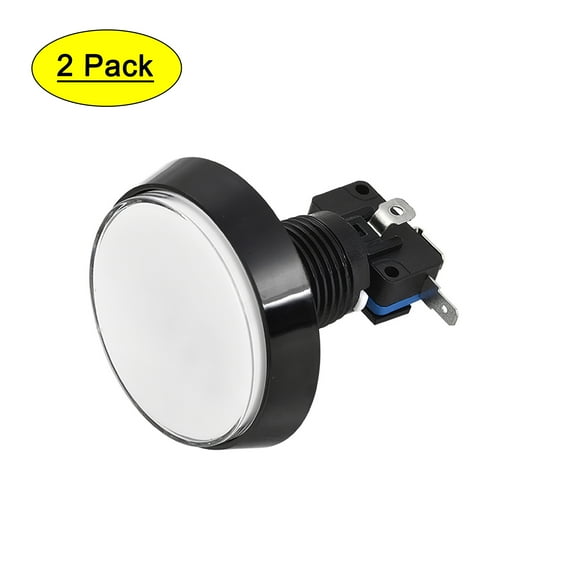 Game Push Button 60mm Round 12V LED Illuminated Push Button Switch with Micro switch for Arcade Video White 2pcs