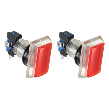 2-Pack 34x34mm Arcade Push Buttons - 12V LED Illuminated Micro Switch For Game Consoles