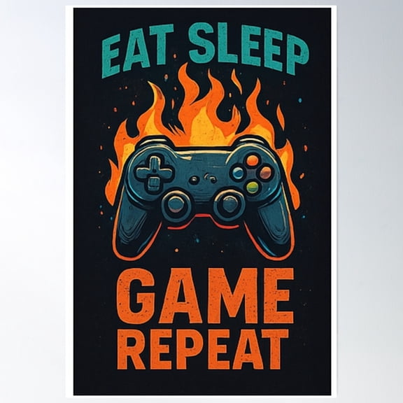 Game Repeat Poster Wall Art, Modern Wall Decor, 12x18 UNFRAMED