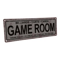 Game Room 4"x12" Metal Sign, Wall Décor for Mancave, Den, and Gameroom