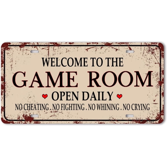 Game Room Aluminum Sign, 6x12 Inch, Vintage Decor Wall Signs Game room Decorations