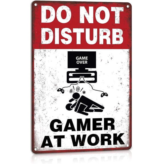 Game Room Decor Funny Metal Signs Do Not Disturb Gamer at Work Gift for Gamer Aluminum 8 x 12 Inches