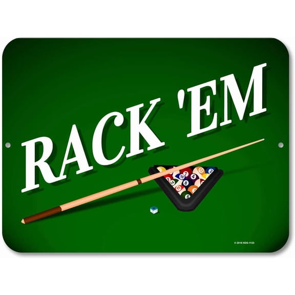 Game Room Decor Rack 'Em 8"x12" Inch Novelty Tin Sign Decor Billiard Sign Funny Home Club bar Wall Art Decoration Retro Metal Tin Signs