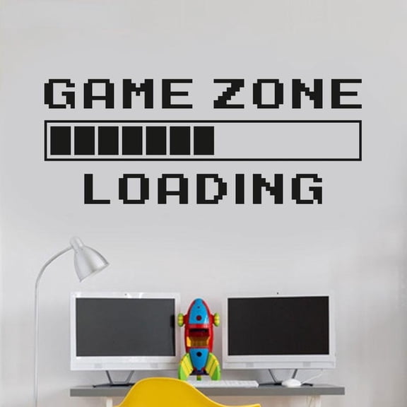 Game Room Home Decor Computer Video Game Zone Loading Decal Wall Quote Mural Gamer Sign Vinyl Wall Sticker Playroom Decor 57x22cm