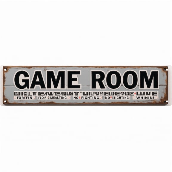 Game Room Metal Sign 16*4 Inches "GAME ROOM" (with Chess & Game Phrases) Man Cave Gaming Decor