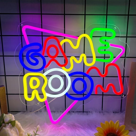Game Room Neon Sign, Gamer Led Signs for Wall Decor, Dimmable Neon Light Sign for Bedroom, Game Room, Kids Room, Bar Decoration, USB Powered Light Up Neon Signs for Party Decor