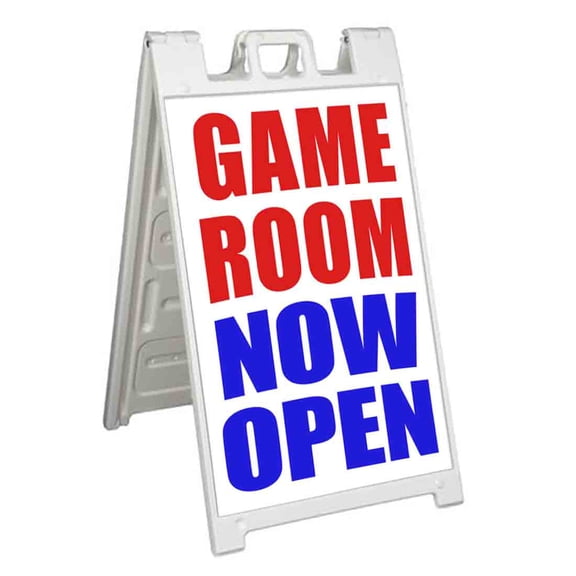 Game Room Now Open (24" X 36") Standard A-Frame Signicade, Includes Decal Applied To Stand