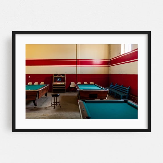 Game Room - Photography Bar Vintage Retro Industrial Nostalgia Pool Minimalist Black Framed Wall Art Print 5 x 7 inches