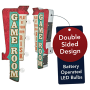 Vintage LED Marquee Double Sided Metal Wall Sign - Battery Operated Retro Decor for Arcade - Game Room Arrow, 25 x 9 x 3