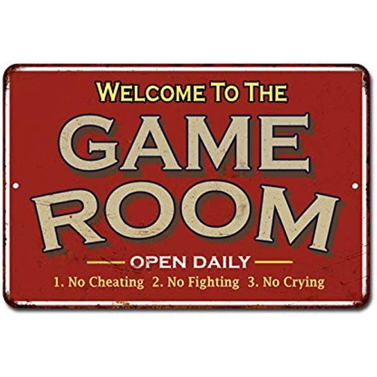 Vintage Red Aluminum Game Room Wall Sign 8x12