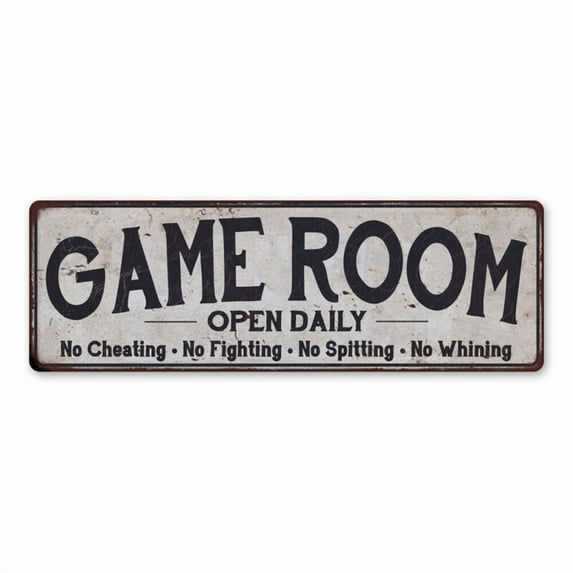 Game Room Sign Vintage Decor Wall Signs Gameroom Rustic Plaque Size: 4 x 16 Inch